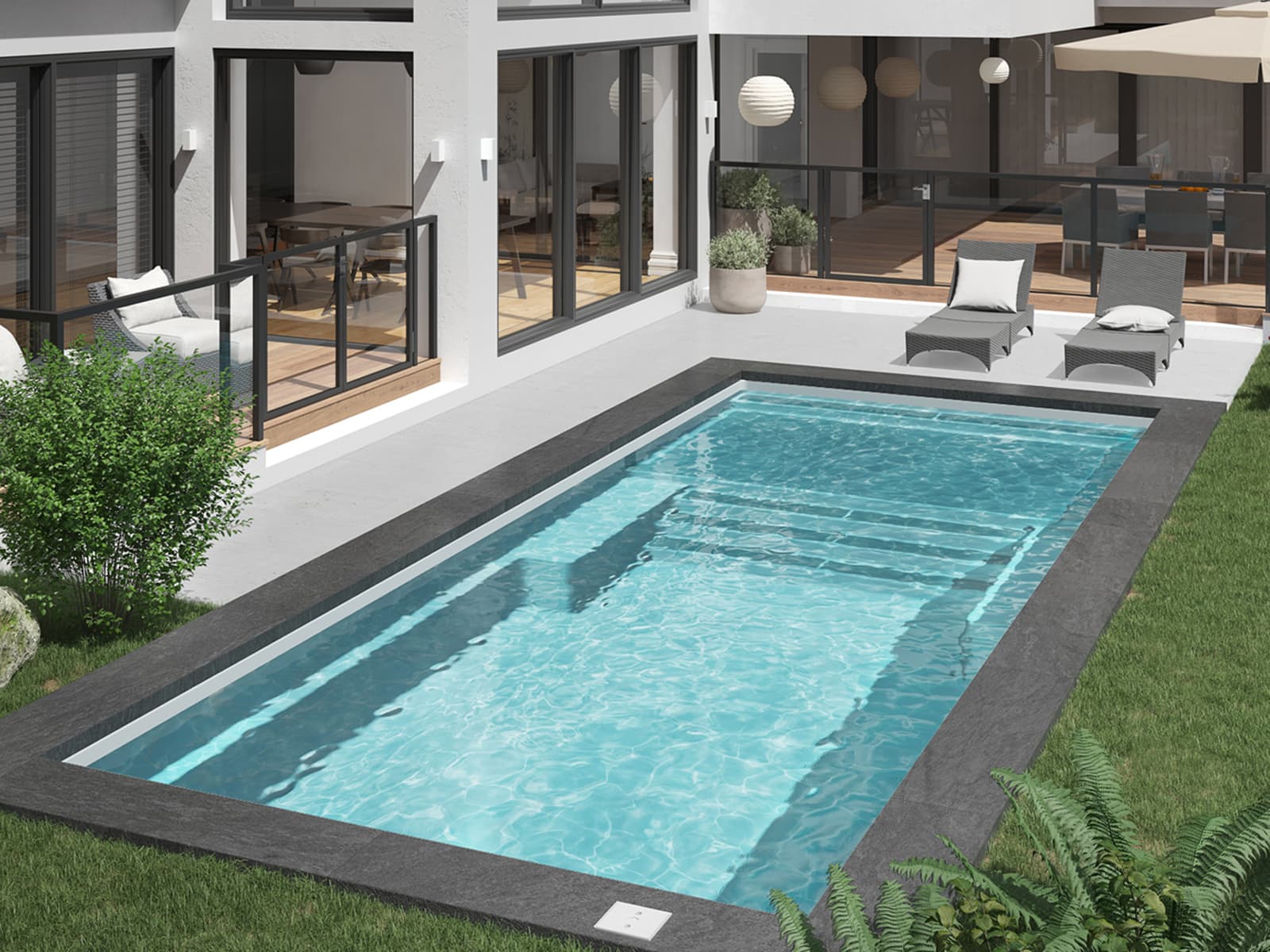 Piscine en couleur Loup gris