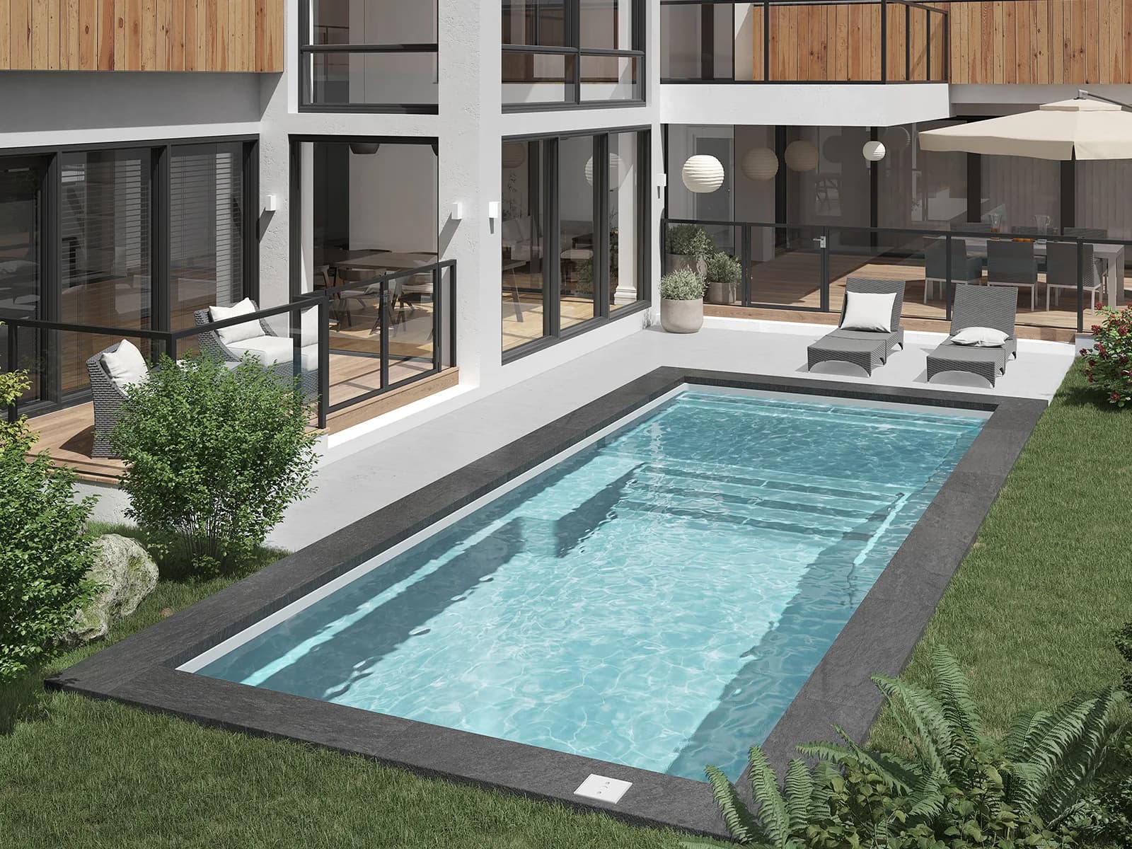 Piscine Mova 12' × 30' avec terrasse