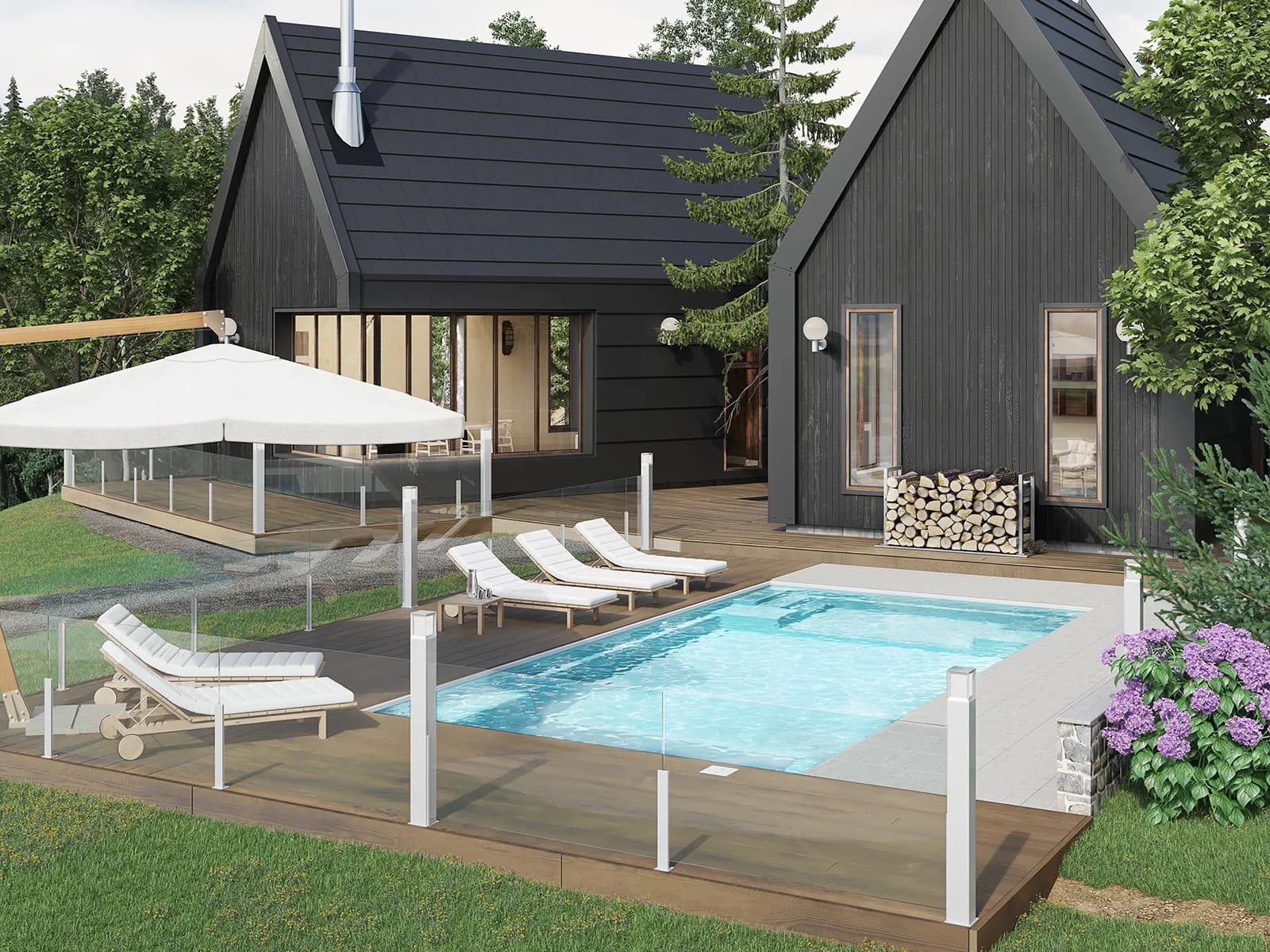 Piscine Mova 14' × 28' pente